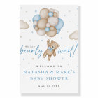 We Can Bearly Wait Boy Baby Shower Welcome Sign