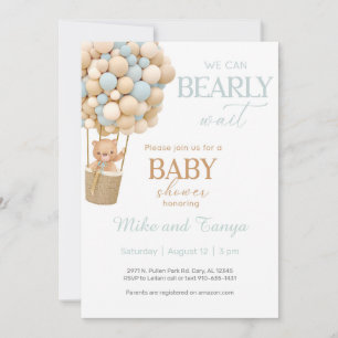 We can bearly wait boy bear Baby Shower invite. Invitation