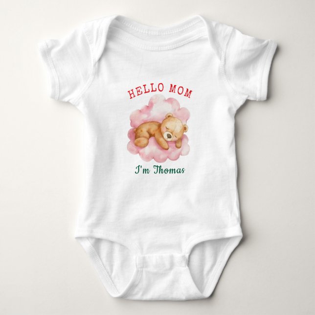We Can Bearly Wait Boy Cute Bear Baby Shower  Baby Bodysuit (Front)