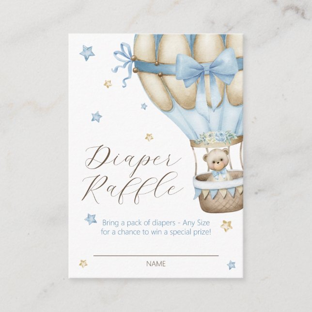 We Can Bearly Wait Boy Diaper Raffle Enclosure Card (Front)