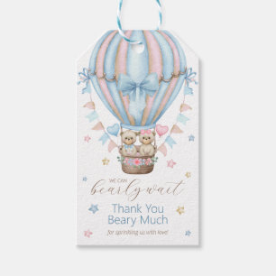 We Can Bearly Wait Boy Girl Twins Thank You Gift Tags