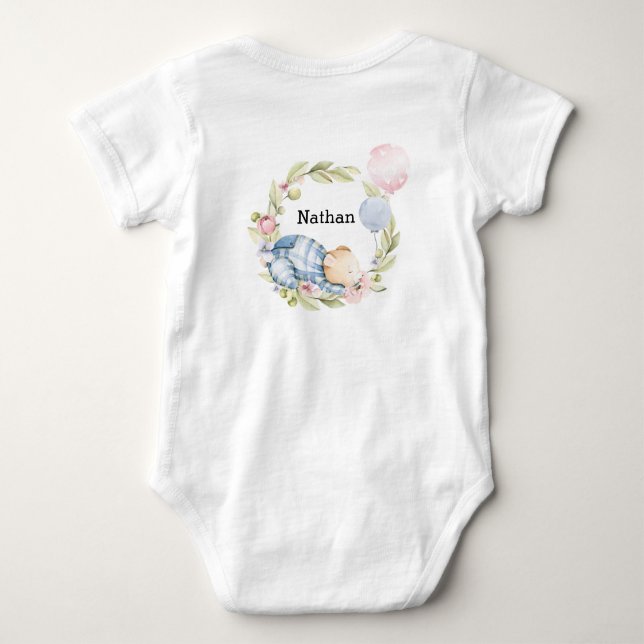 We Can Bearly Wait Boy Teddy Bear Baby Shower Bodysuit (Back)