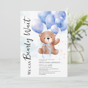 We Can Bearly Wait Boy Teddy Bear Baby Shower Invitation