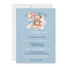 We Can Bearly Wait Boy Teddy Bear Baby Shower