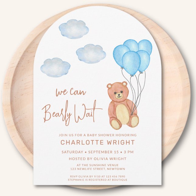 We Can Bearly Wait Boy's Baby Shower Arch Invitation (Creator Uploaded)