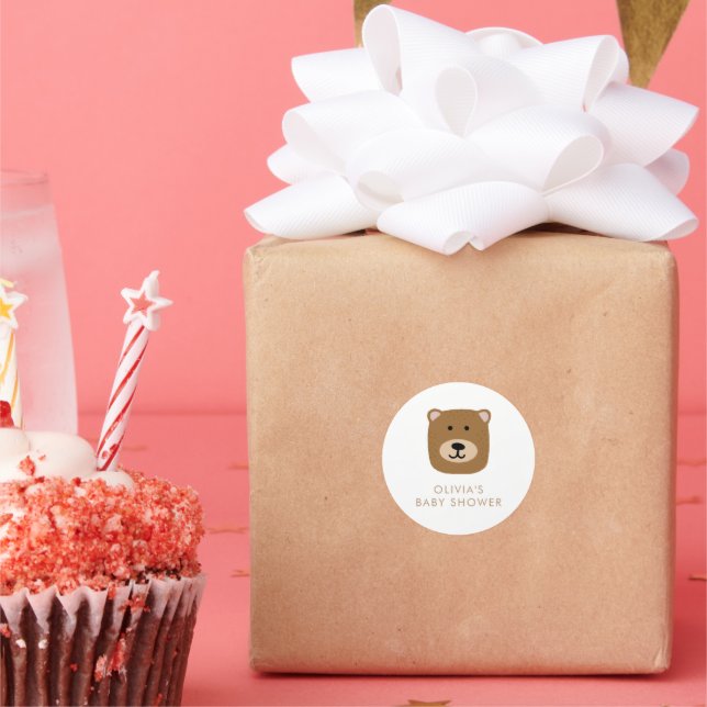 We Can Bearly Wait Boys Baby Shower Classic Round Sticker (Party)