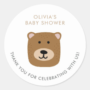 We Can Bearly Wait Boys Baby Shower Thank You Classic Round Sticker