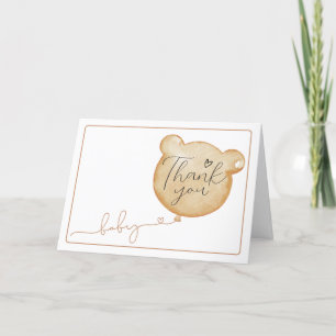 We Can Bearly Wait Brown Balloon  Thank You Card