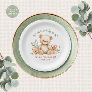We Can Bearly Wait Christian Baby Shower Paper Plate