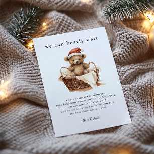 We Can Bearly Wait Christmas Pregnancy Reveal Holiday Card