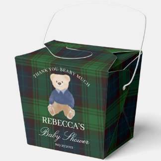 We can bearly wait classic plaid baby shower favour box
