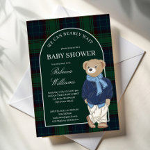 We can bearly wait classic plaid baby shower