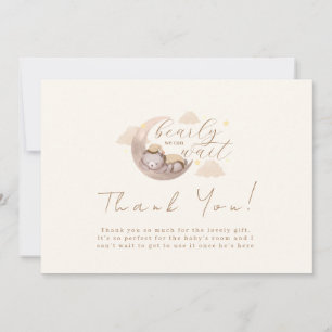 We Can Bearly Wait Cub Bear Moon Star Baby Shower Thank You Card