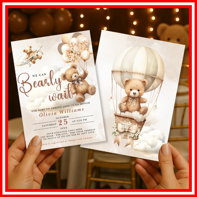 We Can Bearly Wait Cub Brown Baby Shower Invitation (Creator Uploaded)