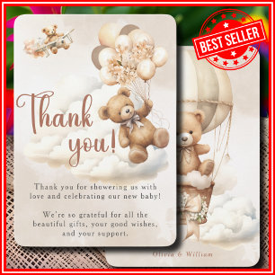 We Can Bearly Wait Cub Brown Baby Shower Thank You Card