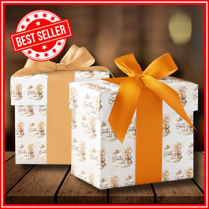 We Can Bearly Wait Cub Brown Baby Shower Wrapping Paper Sheet