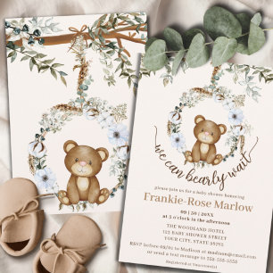 We Can Bearly Wait! Cute Baby Shower Invitation