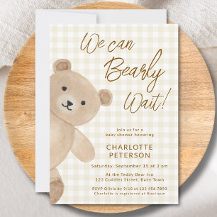 We Can Bearly Wait Cute Baby Shower Invitation