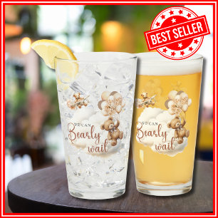 We Can Bearly Wait Cute Bear Baby Shower Drinking Glass