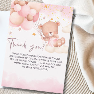 We Can Bearly Wait Cute Bear Baby Shower Thank You Card