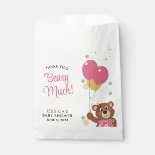 We Can Bearly Wait Cute Bear Pink Baby Girl Shower Favour Bag