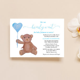 we can bearly wait cute bear with love baby shower invitation