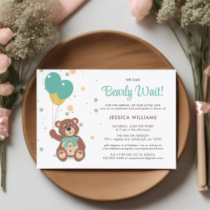 We Can Bearly Wait Cute Gender Neutral Baby Shower Invitation