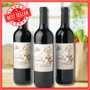 We Can Bearly Wait Cute Gender Neutral Baby Shower Wine Label