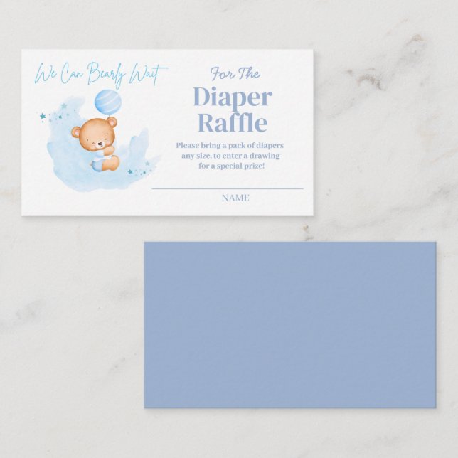 We Can Bearly Wait Diaper Raffle Enclosure Card (Front/Back)