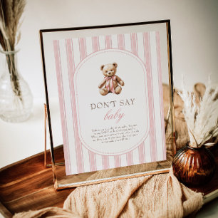 We Can Bearly Wait Don't Say Baby Game Sign