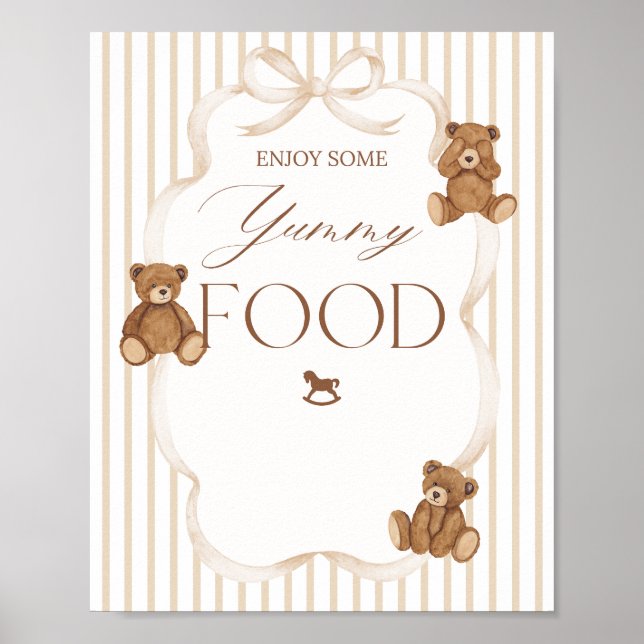 We Can Bearly Wait Elegant Baby Shower food Poster (Front)