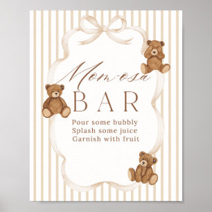 We Can Bearly Wait Elegant Baby Shower momosa Poster
