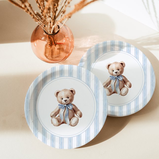 We Can Bearly Wait Elegant Baby Shower Paper Plate (Creator Uploaded)