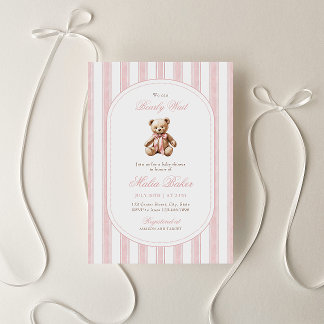 We Can Bearly Wait Elegant Teddy Bear Baby Shower Invitation