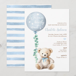 We Can Bearly Wait Eucalyptus Bear Baby Shower Invitation