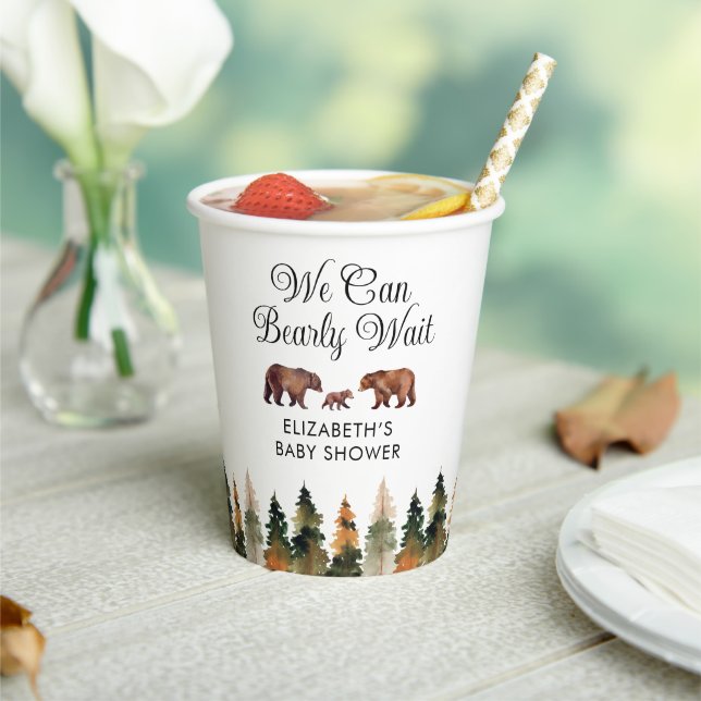 We Can Bearly Wait Fall Baby Shower  Paper Cups (Insitu)