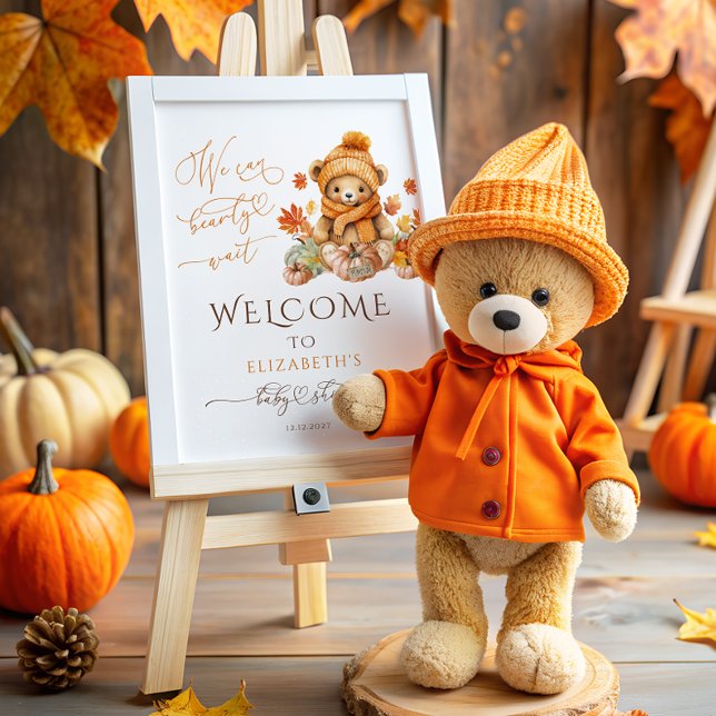 We can Bearly Wait Fall Baby Shower Welcome Poster (Creator Uploaded)