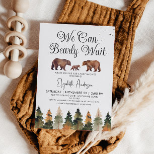 We Can Bearly Wait Fall Bear Baby Shower Invitation