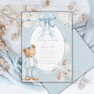 We Can Bearly Wait Floral Whimsical Baby Shower Invitation
