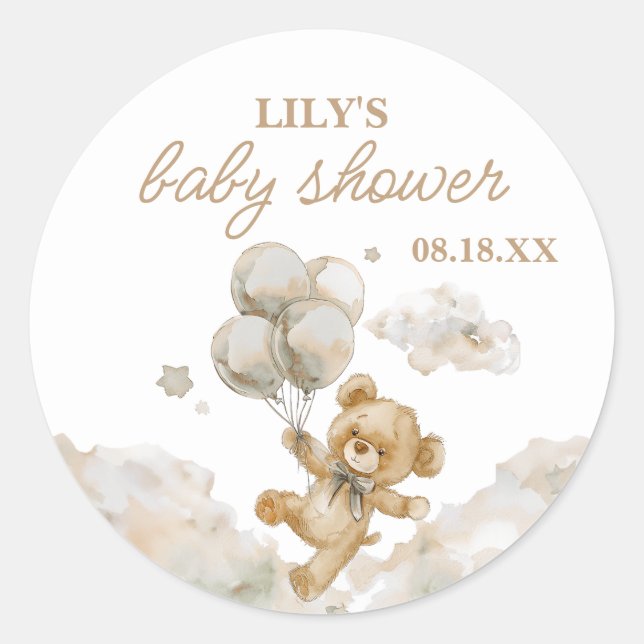 We Can Bearly Wait Gender Neutral Baby Shower Classic Round Sticker (Front)