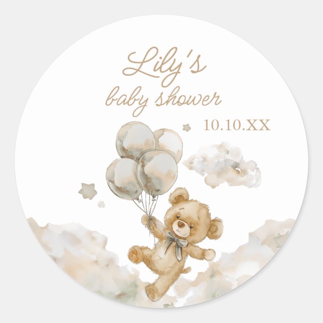 We Can Bearly Wait Gender Neutral Baby Shower Classic Round Sticker (Front)