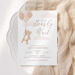 We Can Bearly Wait Gender Neutral Baby Shower Invitation