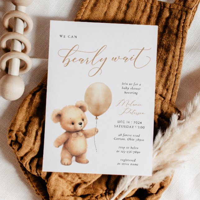 We Can Bearly Wait Gender Neutral Baby Shower Invitation (Creator Uploaded)