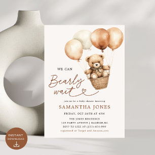 We Can Bearly Wait Gender Neutral Baby Shower Invitation