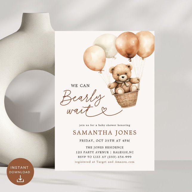 We Can Bearly Wait Gender Neutral Baby Shower  Invitation (Creator Uploaded)