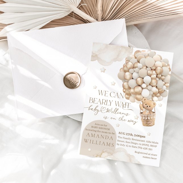 We Can Bearly wait Gender Neutral Baby Shower Invitation (Creator Uploaded)