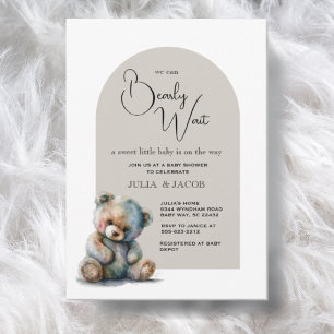 We Can Bearly Wait Gender Neutral Baby Shower Invitation