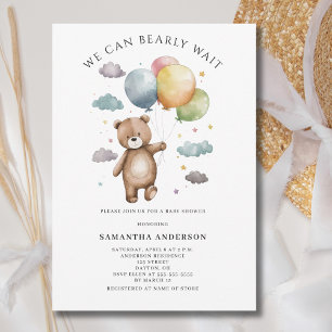 We Can Bearly Wait Gender Neutral Baby Shower Invitation