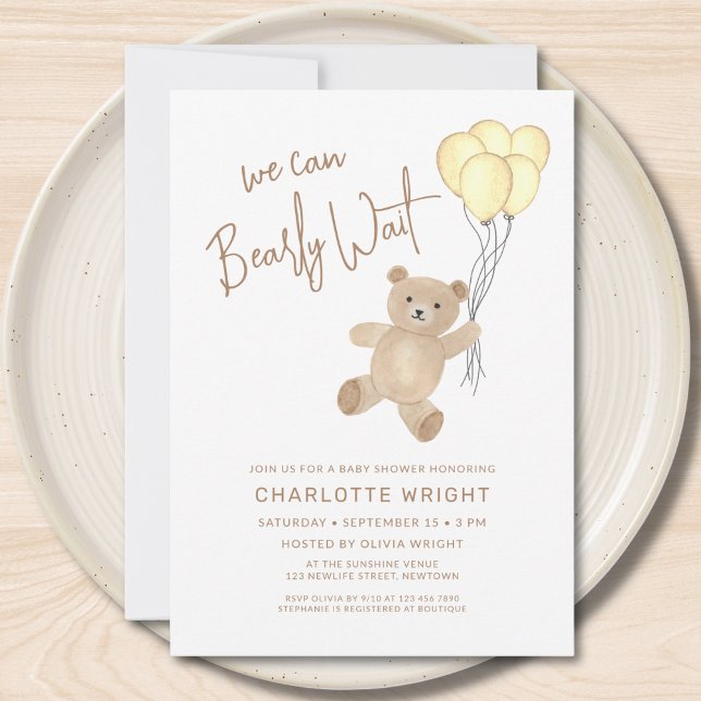 We Can Bearly Wait Gender-Neutral Baby Shower Invitation (Creator Uploaded)