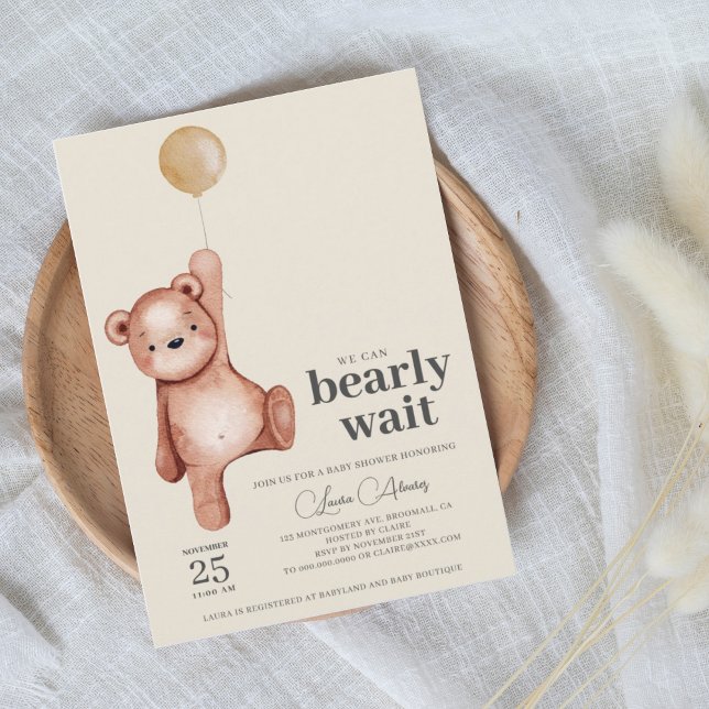 We Can Bearly Wait Gender Neutral Baby Shower Invitation (Creator Uploaded)